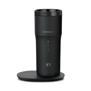 Elektrischer Kaffeereisebecher schwarz V2 - 355ml in Schwarz mit digitaler Anzeige und Heizplatte für optimale Kaffeetemperatur.