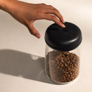 Glasbehälter mit schwarzem elektrischem Vakuumsiegel für Kaffeebohnen, Teil von Fellow, EspressoGear, Aufbewahrung, Neuigkeiten, alles über Kaffee