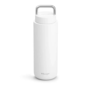 Weißer isolierter Thermobecher mit Tragegriff für unterwegs, Teil von Take away, Fellow, Neuigkeiten, alles über Kaffee.